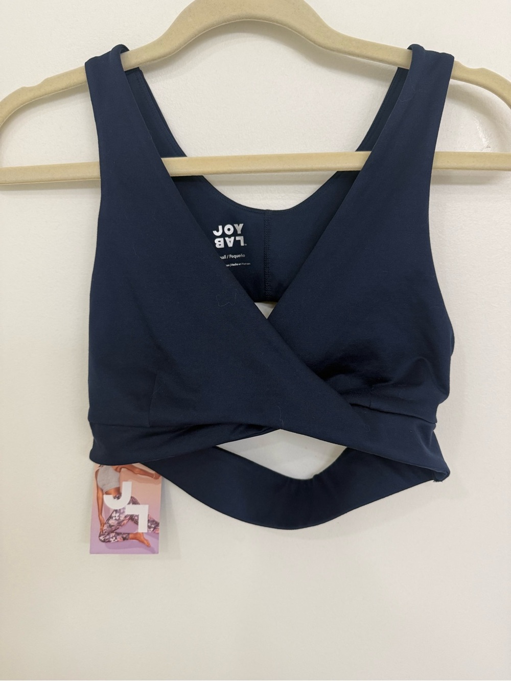 JoyLab Deep Navy Wrap-Front Sports Bra Size Small NWT